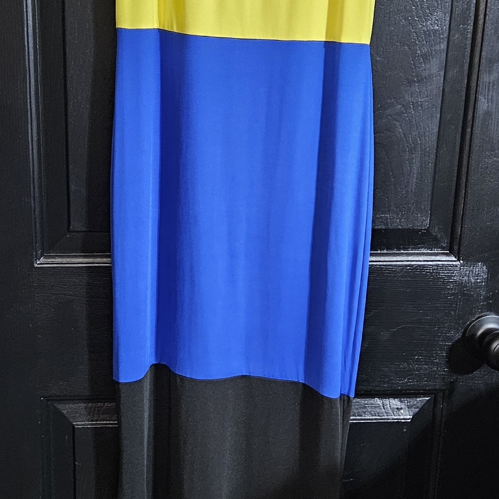 Colorblock Maxi Dress in Yellow, Blue & Black